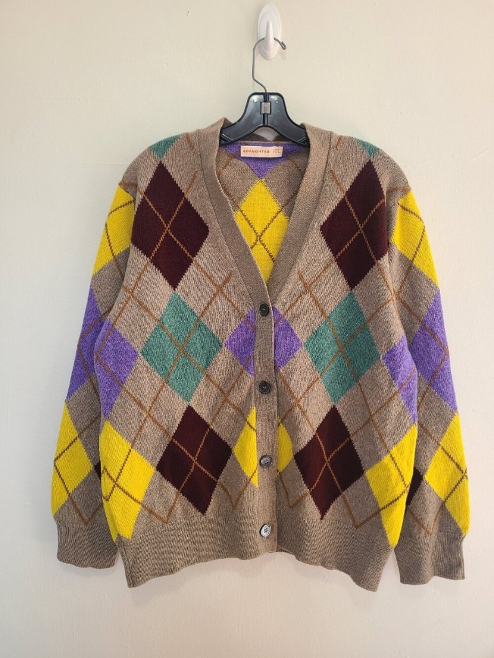 &Daughter Ava Argyle Lambswool Cardigan size M Scotland